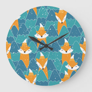 Reloj Redondo Grande Ilustracion de zorros de época