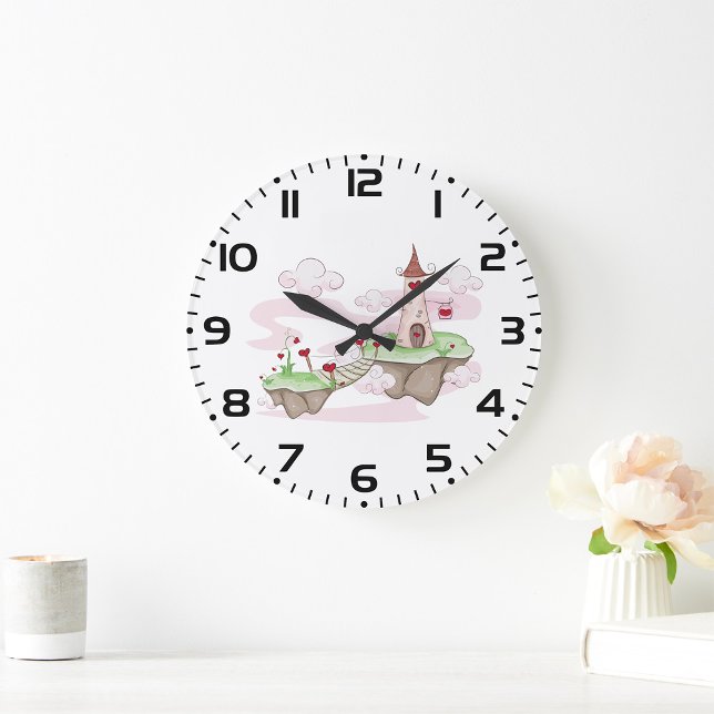 Reloj Redondo Grande Ilustracion del castillo de amor flotante Fantasía (Subido por el creador)