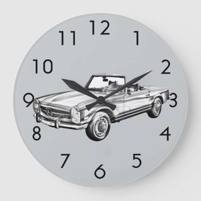 Reloj Redondo Grande Ilustracion del convertible del SL del Benz 280 de (Anverso)
