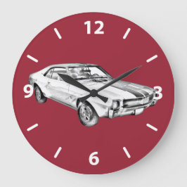 Reloj Redondo Grande Ilustración del Muscle Car AMC Javlin 1969
