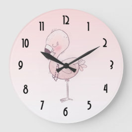 Reloj Redondo Grande Ilustracion Flamingo Rosa