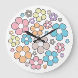 Reloj Redondo Grande Ilustracion floral simple