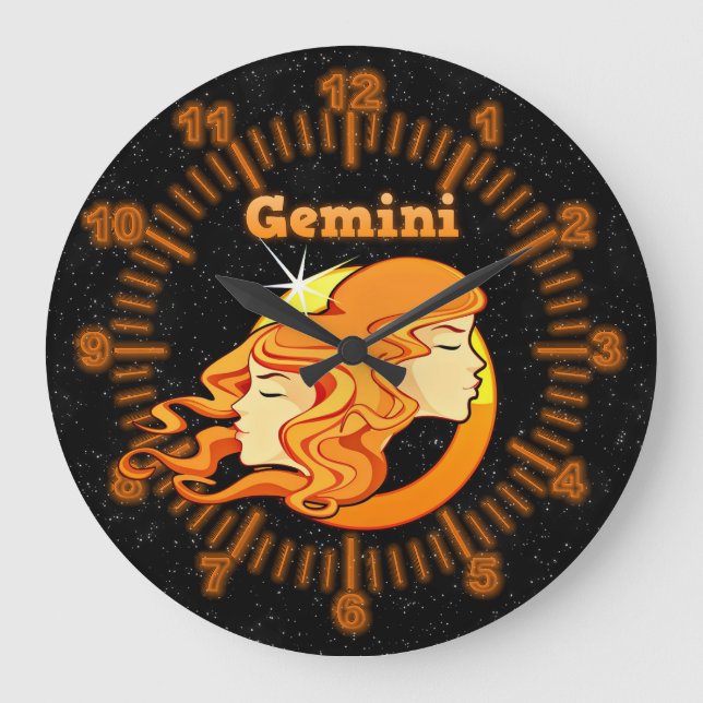 Reloj Redondo Grande Ilustracion Gemini (Anverso)