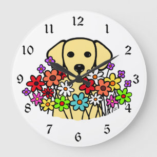 Reloj Redondo Grande Ilustracion hermoso de Labrador del amarillo del