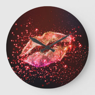 Reloj Redondo Grande Ilustracion Lip Editable: Diseño Gráfico Simple