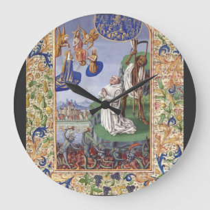 Reloj Redondo Grande Ilustración medieval de San Bernardo de Clairvaux