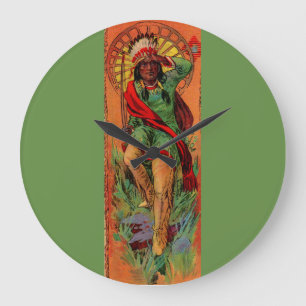 Reloj Redondo Grande ilustracion nativo americano indio de 1919