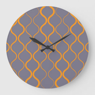 Reloj Redondo Grande Ilustracion ondulado amarillo, retro, fresco y mod