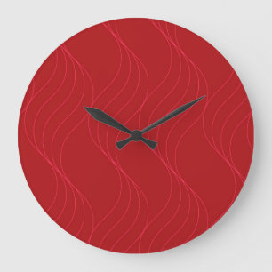 Reloj Redondo Grande Ilustracion ondulado rojo, elegante, sencillo y mo