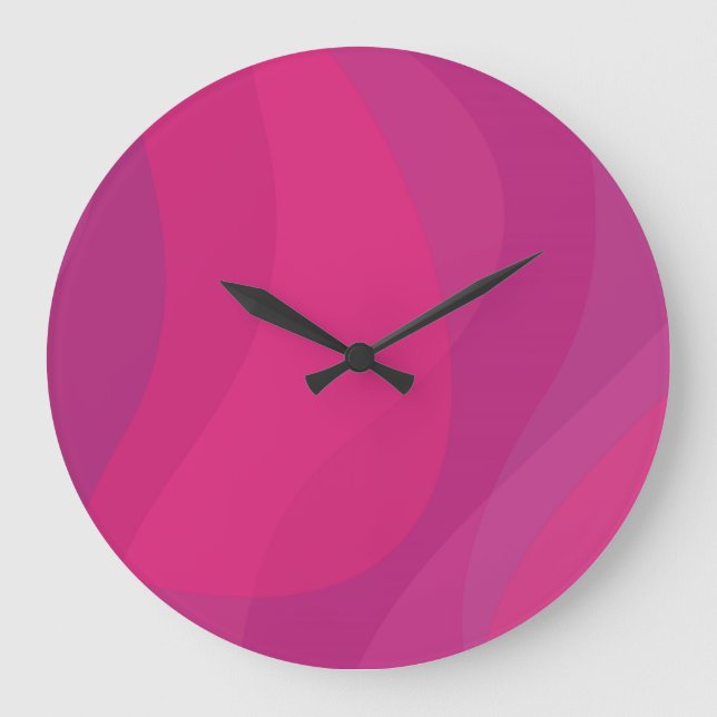 Reloj Redondo Grande Ilustracion ondulado urbano rosa, moderno, fresco  (Anverso)