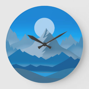 Reloj Redondo Grande Ilustracion paisajístico Blue Mountain Peaks