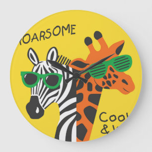 Reloj Redondo Grande Ilustracion Personalizado Guay Zebra Giraffe