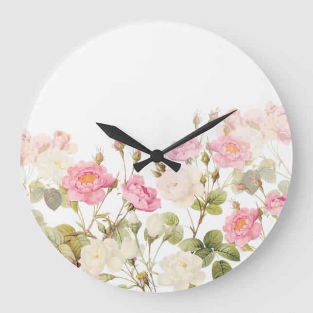 Reloj Redondo Grande Ilustracion pradera de Rosas de la época rosada de (Anverso)