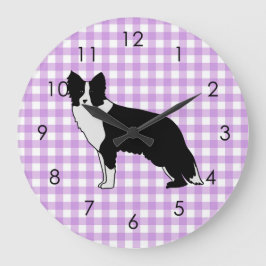 Reloj Redondo Grande Ilustracion Resumen de Perro Collie Fronterizo Gin