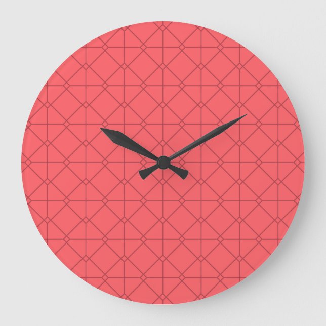 Reloj Redondo Grande Ilustracion rojo pastel, fresco, moderno y decorat (Anverso)