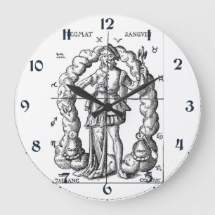 Reloj Redondo Grande Ilustración vintage del mapa de signos zodiacales