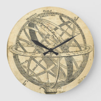 Reloj Redondo Grande ilustracion vintage steampunk de esfera arimillar