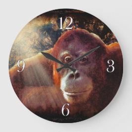 Reloj Redondo Grande Imagen 2 del Primado de Orangután y Selva Tropical