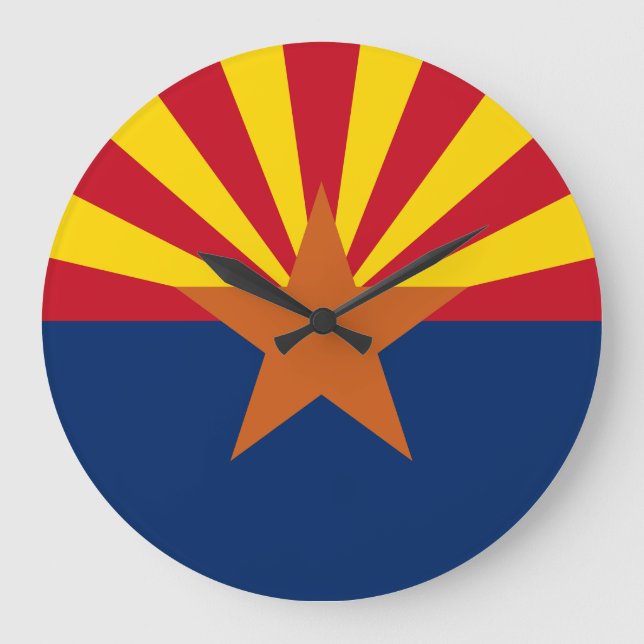 Reloj Redondo Grande Imagen de bandera del estado de Arizona (Anverso)