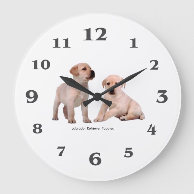 Reloj Redondo Grande Imagen de perro mascota para las 24 horas (Anverso)