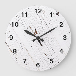 Reloj Redondo Grande Imagen de Planks of Wood with Chipped Paint.