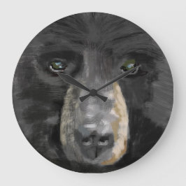 Reloj Redondo Grande Imagen dibujada mano del oso negro