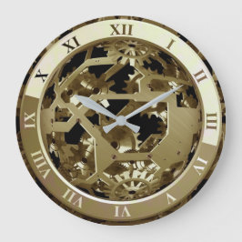 Reloj Redondo Grande Imagen Golden Industrial Gears