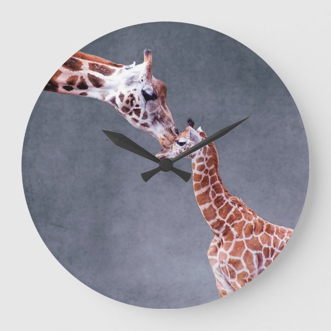 Reloj Redondo Grande Imágenes de Getty | Madre y bebé Giraffe (Anverso)