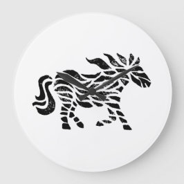 Reloj Redondo Grande Impresión abstracta de bloques de madera de caball