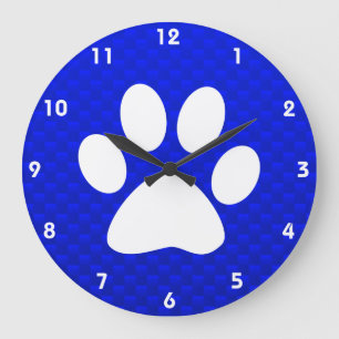 Reloj Redondo Grande Impresión azul de la pata