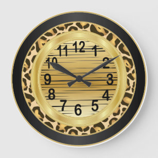 Reloj Redondo Grande Impresión de animales Jaquar con diseño de esgrima