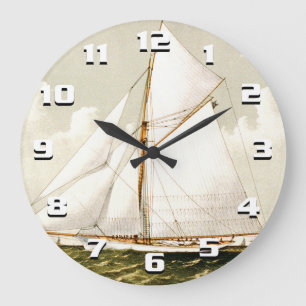 Reloj Redondo Grande Impresión de barco de vela