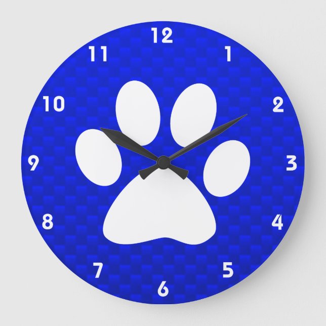 Reloj Redondo Grande Impresión de Blue Paw (Anverso)
