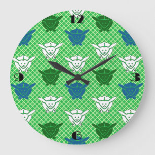 Reloj Redondo Grande Impresión de conejo japonés, verde, azul y blanc
