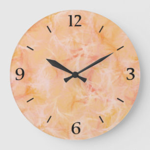 Reloj Redondo Grande Impresión de giro de mármol - naranja suave