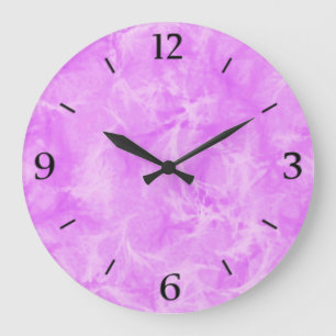 Reloj Redondo Grande Impresión de giro de mármol - violeta suave