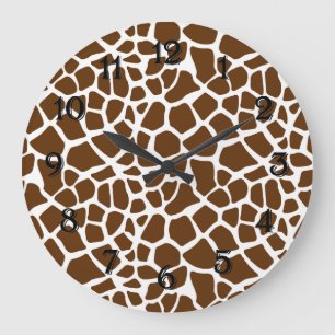 Reloj Redondo Grande Impresión de jirafa marrón