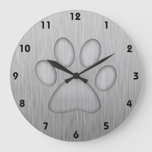 Reloj Redondo Grande Impresión de la pata; Metal-mirada