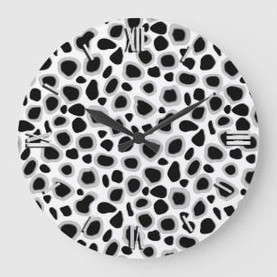 Reloj Redondo Grande Impresión de leopardo - Blanco y negro