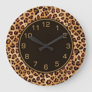 Reloj Redondo Grande Impresión de leopardo de la textura rusa