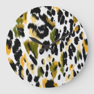 Reloj Redondo Grande Impresión de leopardo: fondo de textura animal