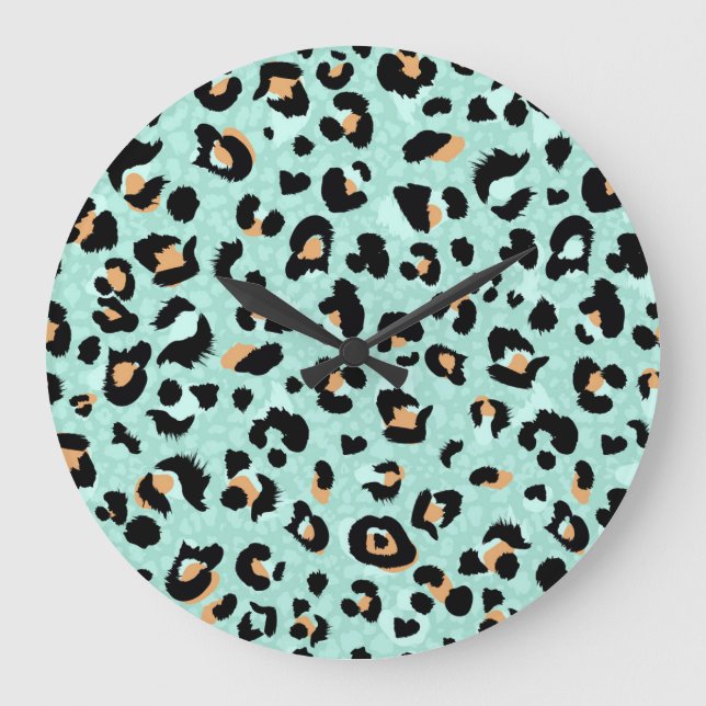 Reloj Redondo Grande Impresión de leopardo, patrón animal (Anverso)