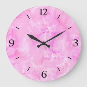 Reloj Redondo Grande Impresión de remolque de mármol - rosa orquídea