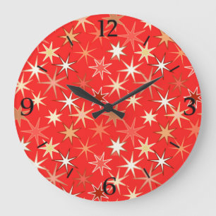 Reloj Redondo Grande Impresión de Starburst moderna, Naranja de mandarí