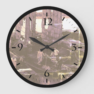 Reloj Redondo Grande Impresión de vintage Changsha xiang jiang