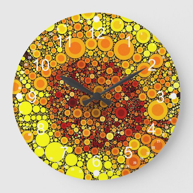 Reloj Redondo Grande Impresión del arte digital del circulo de girasol  (Anverso)