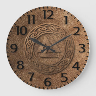 Reloj Redondo Grande Impresión del cuero del guerrero de Viking