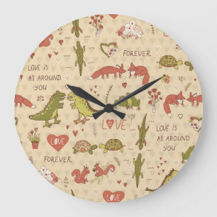 Reloj Redondo Grande Impresión dibujada a mano por San Valentín