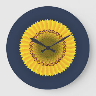 Reloj Redondo Grande Impresión en lienzo de mandala floral de girasol v