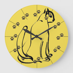 Reloj Redondo Grande Impresión felina de la pata del arte del gato